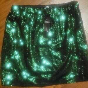 Green sequin skirt